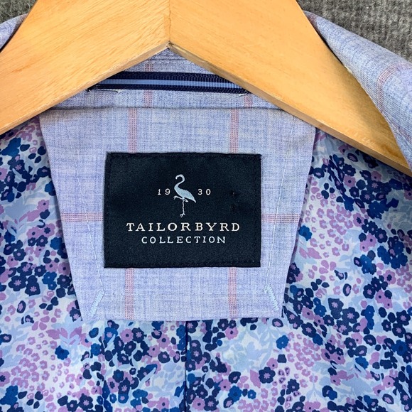 Tailorbyrd Blazer Jacket Men 42R Windowpane Sport Coat Floral Lined NEW - Picture 7 of 16